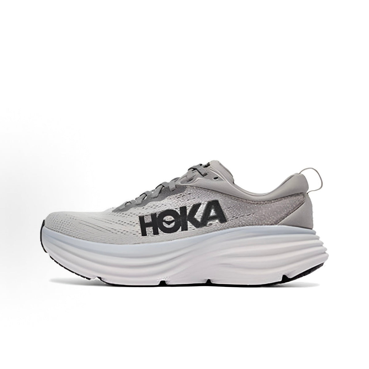 HOKA ONE ONE Bondi 8 Wide Men's Low-Top Running Shoes – Grey/Black (Wide Fit) – Suitable for Casual Wear and Urban Commuting