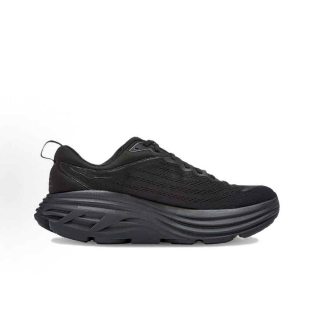 HOKA ONE ONE Bondi 8 Men’s Mesh Running & Commuter Shoes – Lightweight, Cushioned, Low-Top, Urban Casual – Black/Grey, Wide Fit